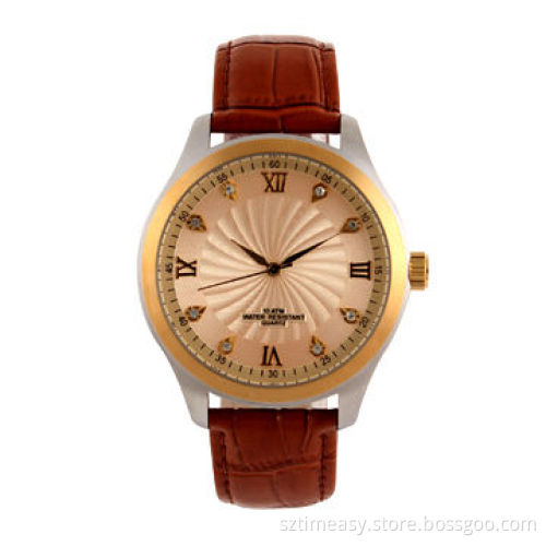 OEM stainless steel watches with leather band